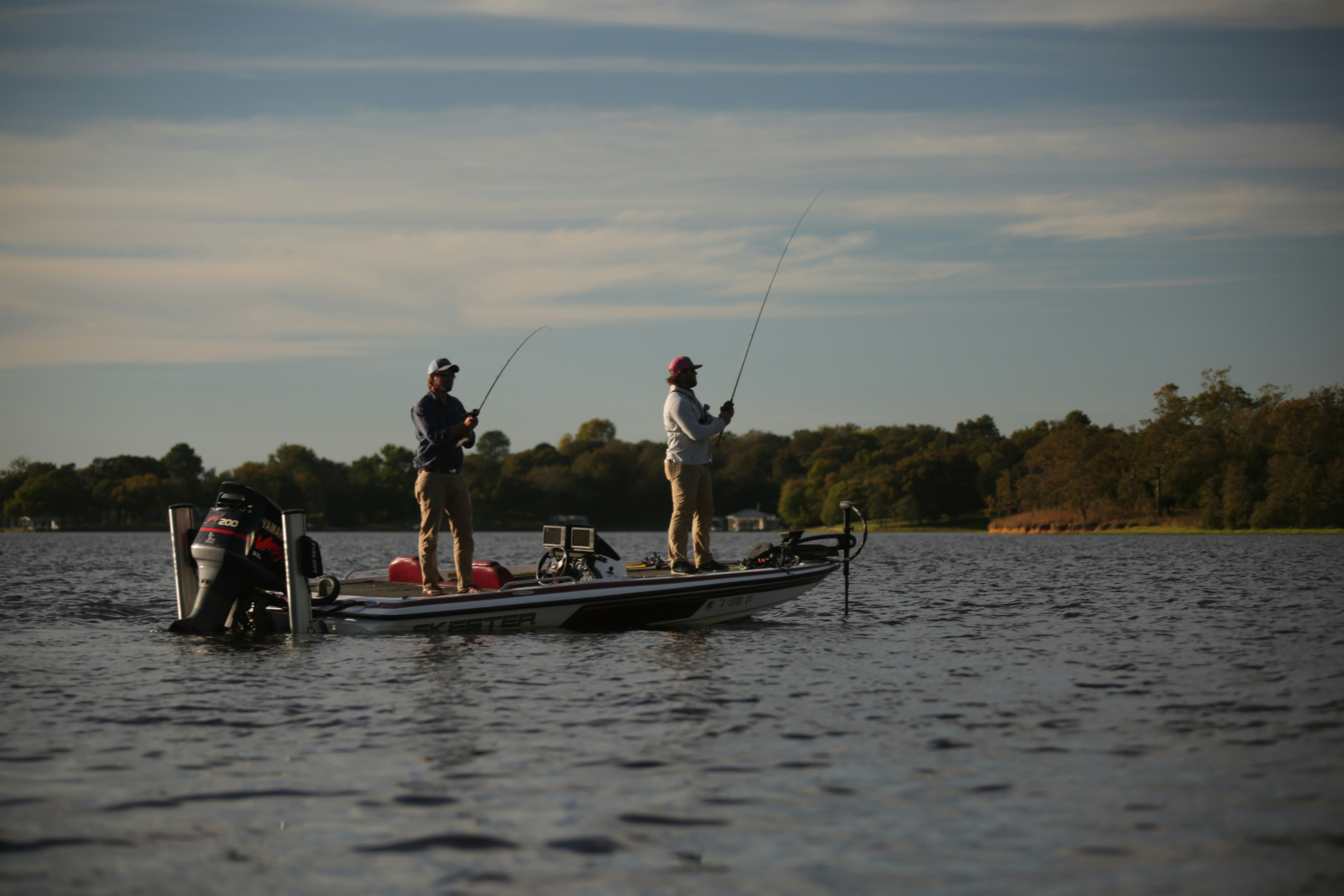 Family fishing on the lake